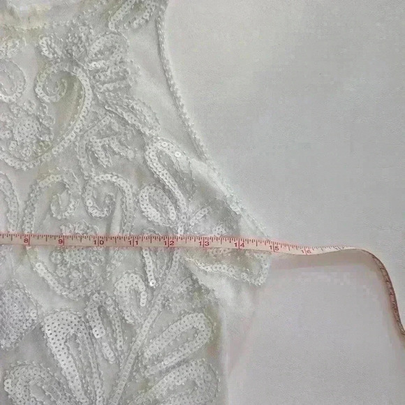 White Verte Beaded And Sequined Cocktail Homecoming Dress Size M - Picture 8 of 11